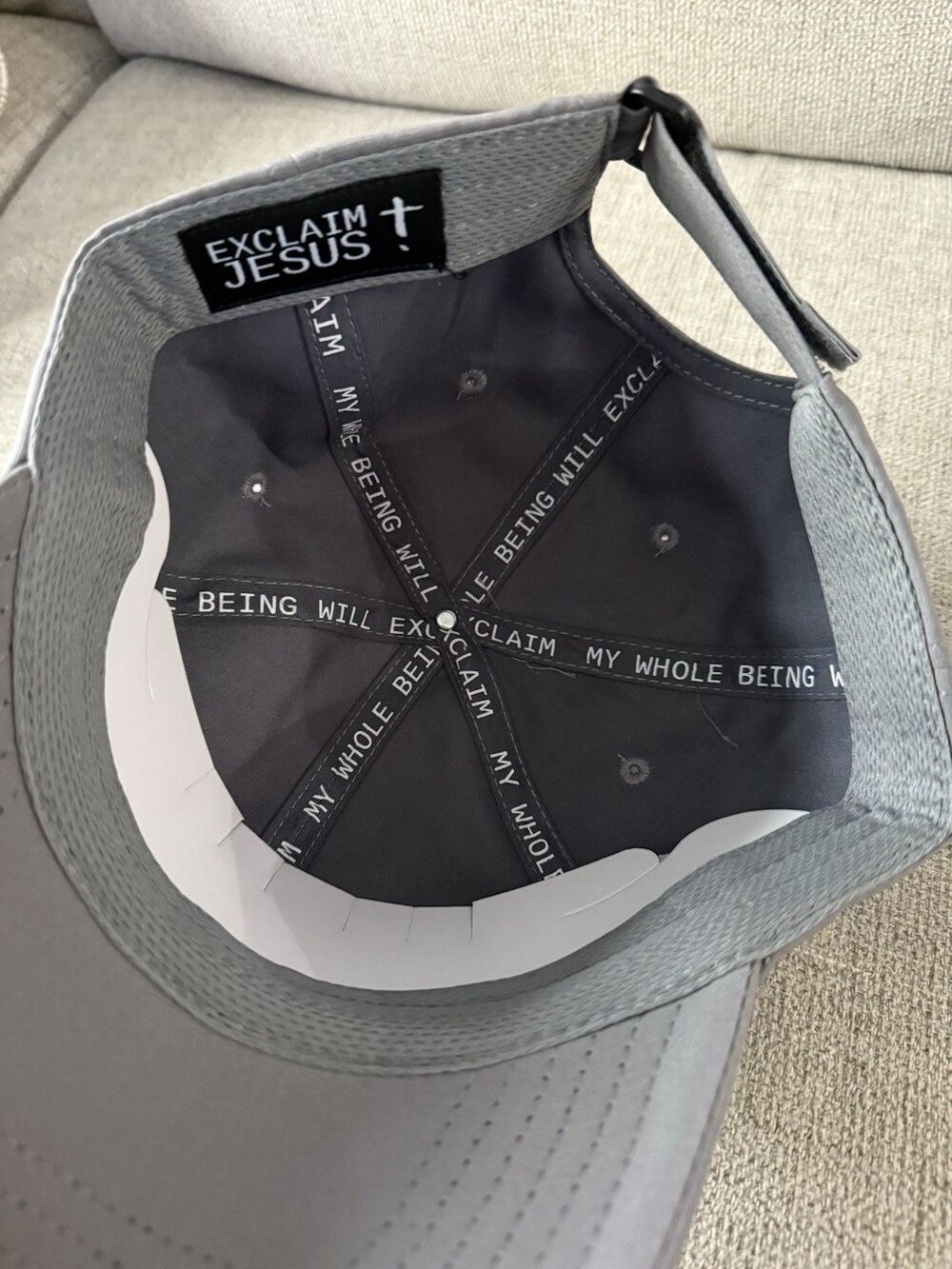 Exclaim Jesus Men Dad Hat Low Profile CHRISTIAN CROSS Grey Stone Brand New - Picture 6 of 10